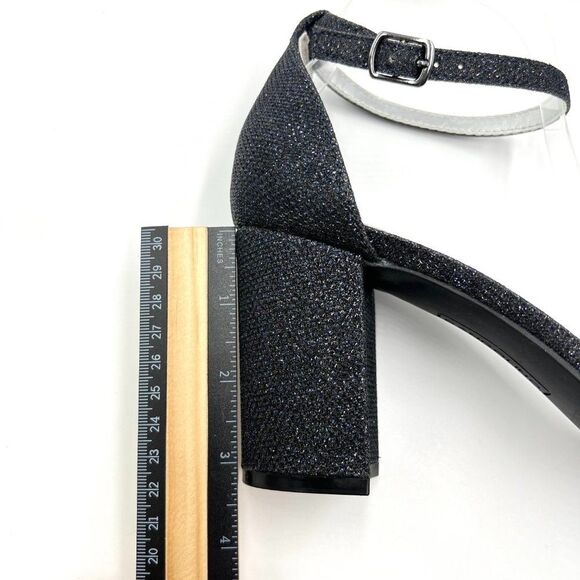 Bandolino Size 10 Blue Black Sparkle Fabric Block Heel Dress Sandals Shoes - Picture 12 of 13
